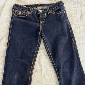True Religion Becca Jeans Sz Women’s 29 Blue Dark Wash Mid Rise Boot cut Stretch